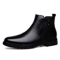Bottines Chelsea en cuir pleine fleur authentique pour hommes, grandes tailles 38-47, bottines habillées à fermeture éclair latérale