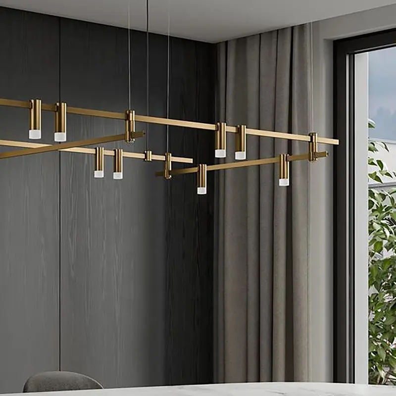 Vintage Modern Brass Gold Luxury Hanging Bar Chandelier LED Kitchen Island Chandelier And Pendants Light