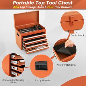 Armoire à outils roulante à 5 tiroirs avec étagère supérieure et roulettes pour <span class=keywords><strong>garage</strong></span> et atelier - Product Image 6