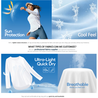Tissu de sport respirant en nylon et élasthanne, protection UV fonctionnelle 4 directions UPF 80+, sensation de fraîcheur, pour chemises et vêtements de sport