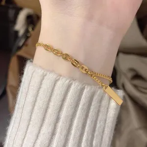 Braccialetti a catena cubana in acciaio inossidabile Non appannati INS braccialetti con naso di maiale placcati oro 18 carati fortunati donne