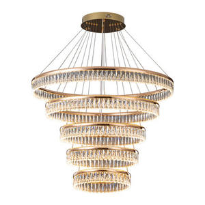 Nuevo diseño colgante luz sala de estar lujo tres niveles techo redondo candelabros de cristal - Product Image 5
