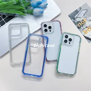 Lichicase 360 Phone Case For IPhone 16 Pro Candy Colorful Frame Clear Protective Cover