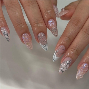 <span class=keywords><strong>Uñas</strong></span> Postizas para Niñas, 24 Piezas/Caja, <span class=keywords><strong>Uñas</strong></span> a Presión, <span class=keywords><strong>Cortas</strong></span>, Almendradas, Diseño 3D Ondulado, Puntas de <span class=keywords><strong>Uñas</strong></span> Artificiales, <span class=keywords><strong>Manicura</strong></span> ABS - Product Image 1