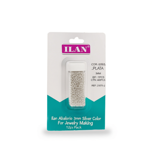 Ilan Abalorio Perline color argento da 3 mm per la creazione di gioielli, confezione da 12 pezzi - Product Image 2