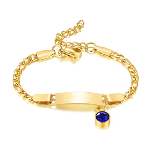Bracelet bébé <span class=keywords><strong>en</strong></span> acier inoxydable plaqué <span class=keywords><strong>or</strong></span> DIY, personnalisable avec nom, cristaux/strass, forme géométrique tendance, idéal pour fêtes et cadeaux - Product Image 4