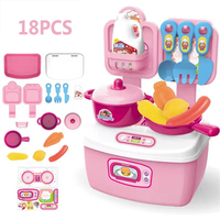 Jeu de simulation de cuisine pour enfants, jeu de simulation, ustensiles de cuisine, mini ensemble de cuisine en plastique, jouets avec valise