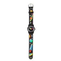 Montre de sport JNEW OEM/ODM Cartoon Planet 3D pour enfants Bracelet en PVC Mouvement à quartz 28mm Cadran analogique 18mm PC 3BAR Résistant à l'eau Unisexe