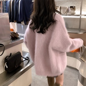 Nouveau cardigan en tricot surdimensionné personnalisé, <span class=keywords><strong>manteau</strong></span> en fausse fourrure pour femmes, hiver, tricot doux pour ordinateur, cardigan veste - Product Image 3