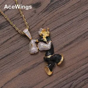 CN306 Brass CZ Mặt Dây Iced Out Hip Hop Vòng Cổ Bling Bing