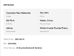 Sorbitol de Qualité Stable de Grade Alimentaire, Humectant, Additif Édulcorant, Matière Première pour Boissons aux Fruits, Pâtisseries et Cosmétiques - Product Image 6