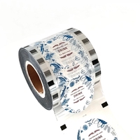 Rouleau de film d'étanchéité transparent imprimé sur mesure avec motif floral bleu pour gobelets en plastique PP, thé à bulles et yaourt