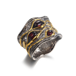 Unisex 925 <span class=keywords><strong>sterling</strong></span> gioielli in argento anelli di nozze regalo di compleanno anello di granato - Product Image 1