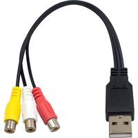 Grosir kustom 0.2/1.5m USB 2.0 Male ke 3 RCA Female Adapter Audio Converter Video AV kabel Splitter untuk TV PC televisi