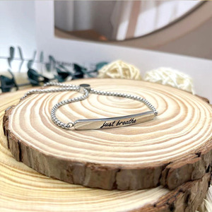Just Breathe Stainless Steel Adjustable <b>Bracelet</b> Unisex Jewelry Gift for Tourist Souvenirs - Product Image 3
