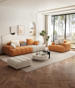Ensemble de canapés <span class=keywords><strong>Chesterfield</strong></span> modernes Mufang à trois places - Canapé en tissu <span class=keywords><strong>couleur</strong></span> crème pour hôtel et salon - Product Image 6