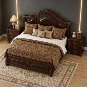 High Quality Luxury <b>Victorian</b> Solid Wood Platform <b>Bed</b> <b>Frame</b> with Upholstered Leather Headboard and Storage Footboard - Product Image 5