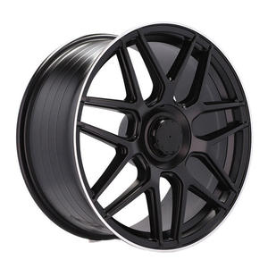 Jantes en alliage pour voiture 19 20 pouces 112 5 trous noir <span class=keywords><strong>mat</strong></span> avec face/lèvre usinée cinq branches, jantes moulées pour <span class=keywords><strong>Mercedes</strong></span> Benz - Product Image 1
