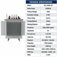 Wanbo-414 Wanbo S11 1000kVA 3 Faz Yağlı Tip Güç Trafosu 10kV 0.4kV Dağıtım İçin