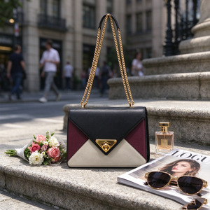 Color Block Envelope Crossbody <b>Bag</b> <b>for</b> <b>Women</b> PU Leather Chain Shoulder <b>Bag</b> with Metal Turn Lock - Product Image 6