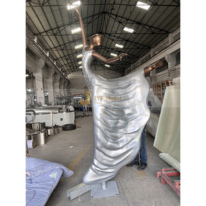 Sculpture d'extérieur en acier inoxydable Art Déco, femme dansante, imperméable, durable, montage au sol - Product Image 4