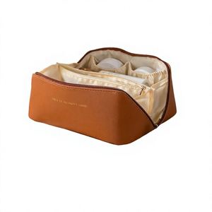 Sac de toilette de voyage personnalisé en gros, souple, avec poignée, fermeture éclair, grande capacité, étanche, pour maquillage, en PU - Product Image 3