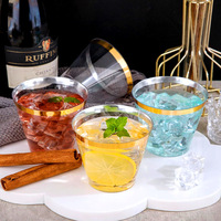 Verre à champagne en or rose personnalisé de 9oz en plastique transparent à bordure jetable à paroi unique pour fête et mariage