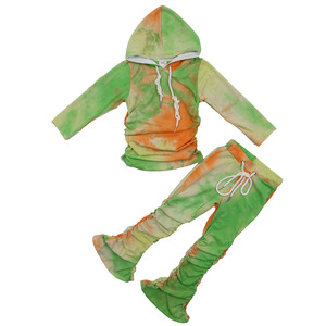 2 piezas de pantalones Conjuntos Niña largo Tie-dye de manga larga Tops + Pantalones tie-dye traje - Product Image 2