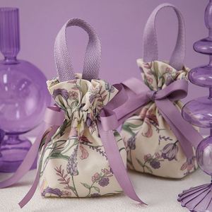 ถุงผ้าหูรูดลายกุหลาบแบบกำหนดเองพร้อมโลโก้สำหรับใส่ของขวัญ - Product Image 3