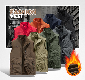 Autumn and Winter Thickened <strong>Velvet</strong> <strong>Men's</strong> Outdoor Sports Vest Quick-drying Multi-pocket Reversible Warm <strong>Waistcoat</strong> - Product Image 5