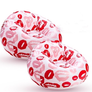 Fauteuil gonflable en PVC rose 37,4*21,65*15,75 pouces, pouf en forme de lèvre rouge pour piscine, camping, balcon, salon, chambre à coucher, salle de lecture - Product Image 1