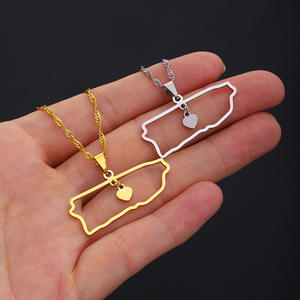 Mylove toptan porto riko takı kolye Charm paslanmaz çelik harita kalp porto riko kolye hediyelik eşya hediye - Product Image 3