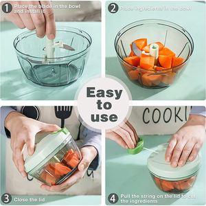Portable Manual Hand Food Processor Onion Pulling Slicer Salad Vegetable Chopper 500ml - Product Image 3