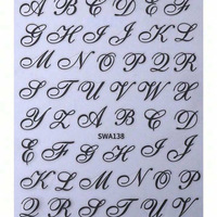 Autocollants pour ongles avec lettres de police gothique, autocollants pour ongles avec alphabet gothique, lettres simples, décorations pour ongles