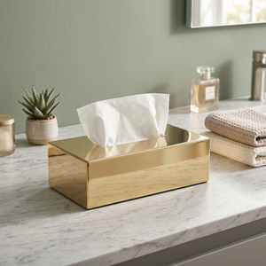 Rectangular Stainless Steel Shiny Gold Tissue Box Napkin <b>Case</b> Cover - Product Image 3