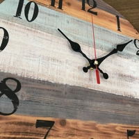 Jam Dinding Bergaya Pedesaan Bergaris Bulat MDF, Jam Analog Quartz Bertenaga Baterai untuk Dekorasi Dinding Rumah, Kafe, dan Rumah Pertanian