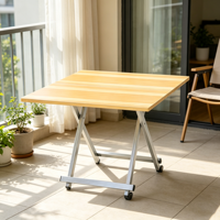 Bureau d'ordinateur pliable convertible avec structure métallique et plateau en bois grainé