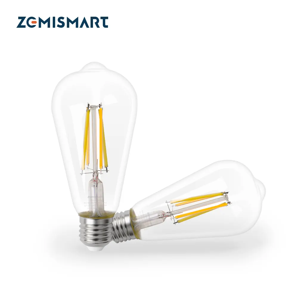 Zemismart Matter intelligente Edison-Glühbirnen E27 7 W 2700-6500K ST64 dimmbare klassische LED-Glanzlampen funktionieren mit Alexa Apple Home