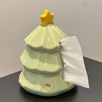 Boîte à mouchoirs en céramique imperméable en forme de sapin de Noël mignon et élégant, pièce décorative pour table basse de salon