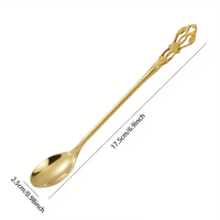 Cuillère à café rétro de luxe en acier inoxydable à long manche, cuillère à glace et à miel, cuillère à thé glacé baroque royale