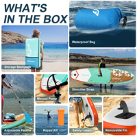 Planche de SUP gonflable en PVC premium, pression maximale 15 PSI, capacité 350 lbs, tissu Drop Stitch durable pour utilisation en mer, lac et rivière
