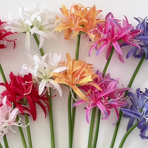 Venta <span class=keywords><strong>al</strong></span> <span class=keywords><strong>por</strong></span> <span class=keywords><strong>mayor</strong></span> de tela de seda Lycoris Radiata Artificial Red Spider Lily Flowers Manjusaka Equinox Flower para la decoración de la Mesa de la boda - Product Image 1