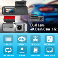 Caméra de tableau de bord double 4K, enregistreur vidéo de voiture à 2 canaux, contrôle par application WiFi, boîte noire de voiture étanche, mode parking 24h/24, enregistreur vidéo