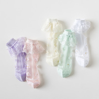 Chaussettes courtes en coton dentelle à volants princesse maille respirante Chaussettes pour enfants cheville Chaussettes courtes blanches roses violettes en dentelle pour bébés filles