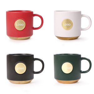 แก้วมัคเซรามิกพร้อมตราทองแดงถ้วยกาแฟลายทางแบบออกแบบโลโก้ได้ตามต้องการ - Product Image 6