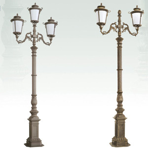 Lampadaire de jardin extérieur en laiton, LED blanc chaud, abat-jour en verre, IP66, AC 220V, 2700K, garantie 10 ans, détecteur de mouvement, alimenté par énergie solaire - Product Image 1