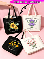 Tas Kanvas Bunga Besar Custom, Cetak Logo & Slogan Personal, Tas Kapasitas Besar Promosi Grosir