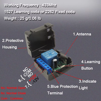 Control remoto inalámbrico de 1 canal y 433 MHz, interruptor de relé de 12 V CC y 10 A con alcance de 50 m para luces LED, ventiladores y hervidores, venta al por mayor