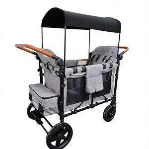 Hoge Kwaliteit Dubbele Steel Stalen Frame Kinderwagen Opvouwbaar Grote Ruimte Vier Zits Ademende Baby Wagon - Product Image 1