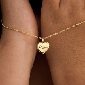 Exquisito Collar con Colgante en Forma de Corazón, Chapado en Oro de 18k, con Letra Escrita a Mano, Joyería Personalizada con Firma, Collar Conmemorativo - Product Image 3
